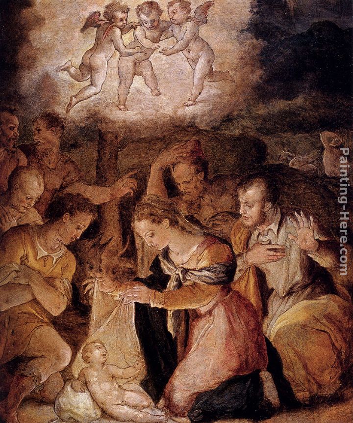 The Nativity With The Adoration Of The Shepherds painting - Giorgio Vasari The Nativity With The Adoration Of The Shepherds art painting